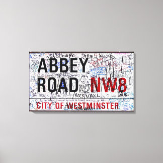 Abbey Road Sign Londen bedekt met graffiti Canvas Afdruk