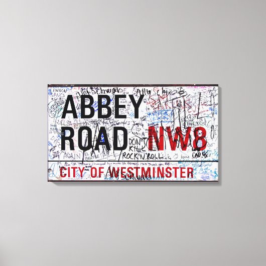 Abbey Road Sign Londen bedekt met graffiti Canvas Afdruk (Voorkant)