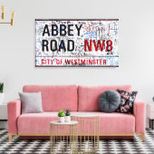 Abbey Road Sign Londen bedekt met graffiti Canvas Afdruk (Insitu (Woonkamer))