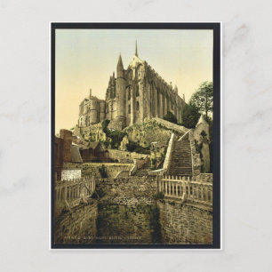Abbey uit de rampart, Mont St. Michel, Frankrijk t Briefkaart