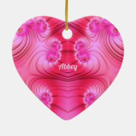 ABBEY ~VALENTIJN HEART ~ Roze fractal ~ Keramisch Ornament