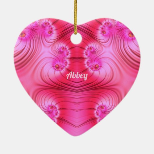 ABBEY ~VALENTIJN HEART ~ Roze fractal ~ Keramisch Ornament (Achterkant)