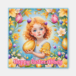ABBEY ~Wishing You A Happy Easter ~ Golden Egg ~ Magneet