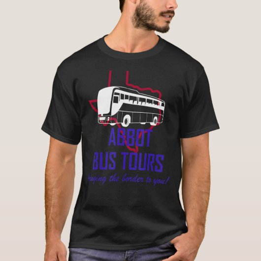 Abbot Bus Tours brengt de grens naar u satire T-shirt (Voorkant)