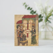 Abbot John biedt manuscript Benedict aan Briefkaart (Staand voorkant)