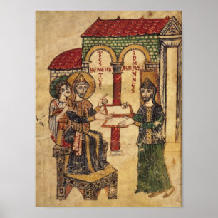 Abbot John biedt manuscript Benedict aan Poster