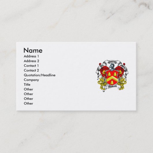 Abbott Family Crest Visitekaartje (Voorkant)