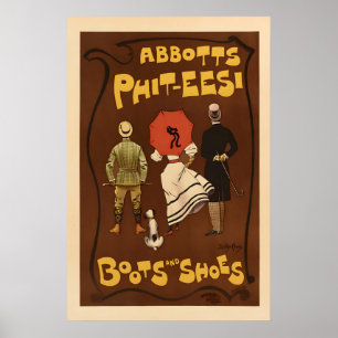 Abbotts Laarzen en Schoenen Vintage Poster