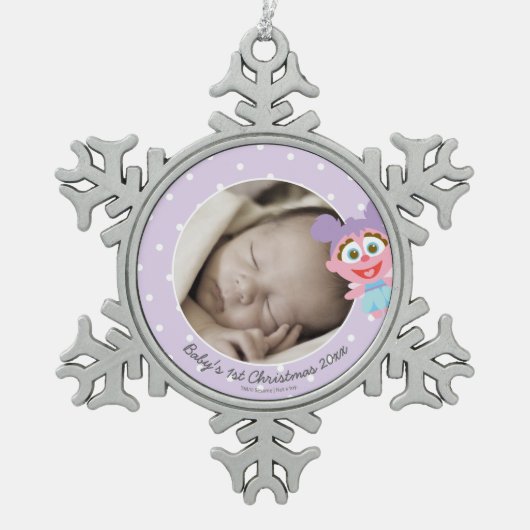 Abby Cadabby Baby's First Christmas: Jouw namen to Tin Sneeuwvlok Ornament (Voorkant)