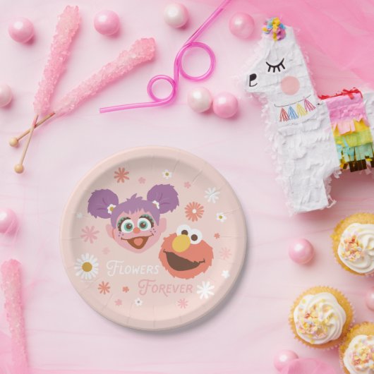 Abby Cadabby en Elmo | Flowers Forever Papieren Bordje (Feest)