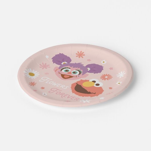 Abby Cadabby en Elmo | Flowers Forever Papieren Bordje (Gekanteld)