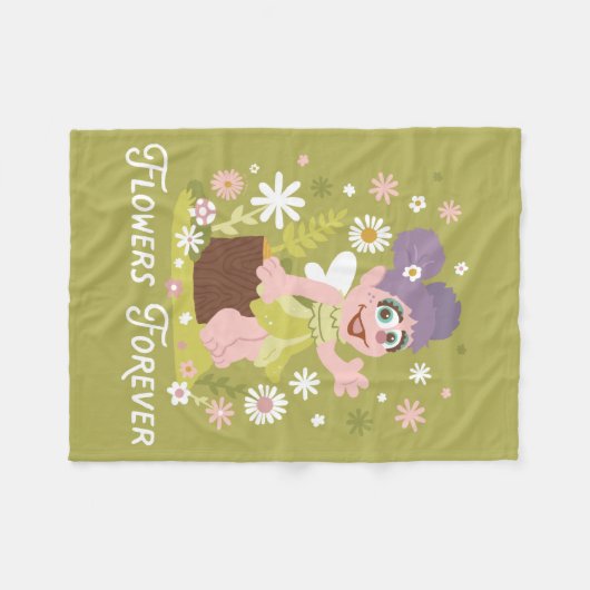 Abby Cadabby | Flowers Forever Fleece Deken (Voorkant (Horizontaal))