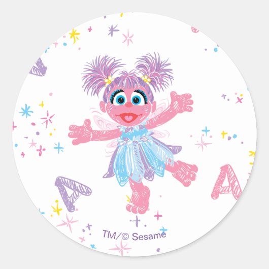 Abby Cadabby Glitterpatroon Ronde Sticker (Voorkant)