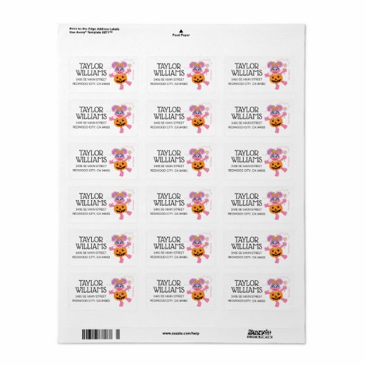 Abby Cadabby | Kute als pompoen Etiket (Full Sheet)