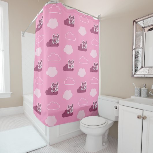 Abby Doodley Cloud Pattern Douchegordijn (In situ)