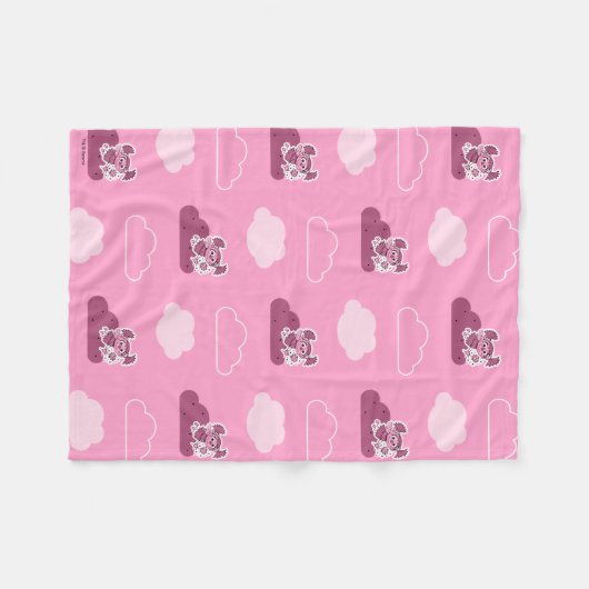 Abby Doodley Cloud Pattern Fleece Deken (Voorkant (Horizontaal))