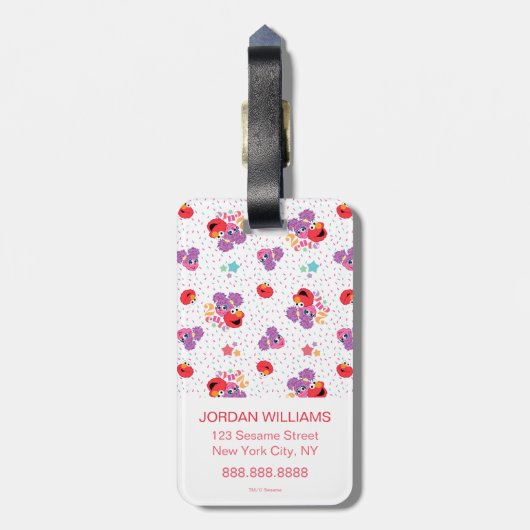 Abby en Elmo 2 Cute Pattern Bagagelabel (Achterkant verticaal)