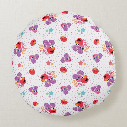 Abby en Elmo 2 Cute Pattern Rond Kussen (Achterkant)