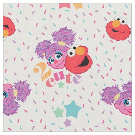 Abby en Elmo 2 Cute Pattern Stof (Close Up)