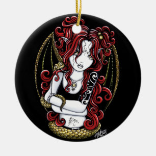 "Abby" Gothic Red Tattoo Snake Fairy Ornament