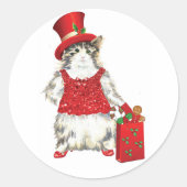 Abby, het Kerst Kat Unieke Stickers (Voorkant)