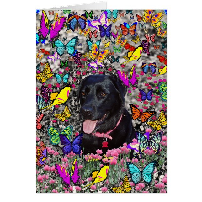 Abby in Butterflies - Black Lab Dog (Voorkant)