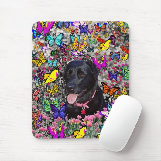 Abby in Butterflies - Black Lab Dog Muismat (Met muis)