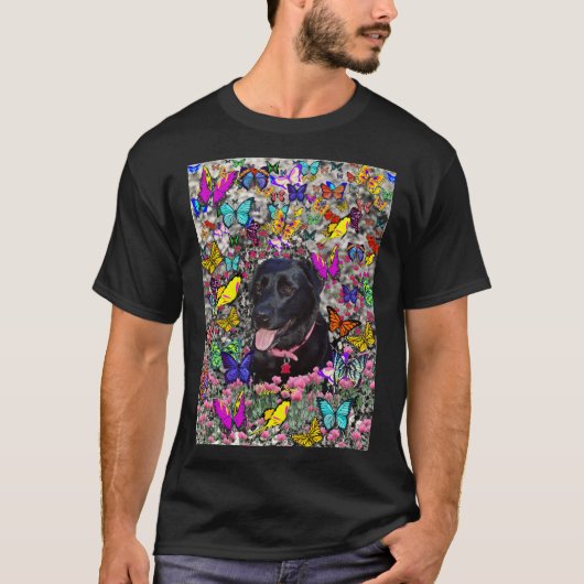 Abby in Butterflies - Black Lab Dog T-shirt (Voorkant)