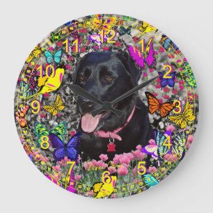 Abby in Butterflies - Black Lab Retriever Grote Klok