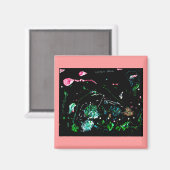 Abby is abstract van bladerverf maget magneet (Voorkant / Achterkant)