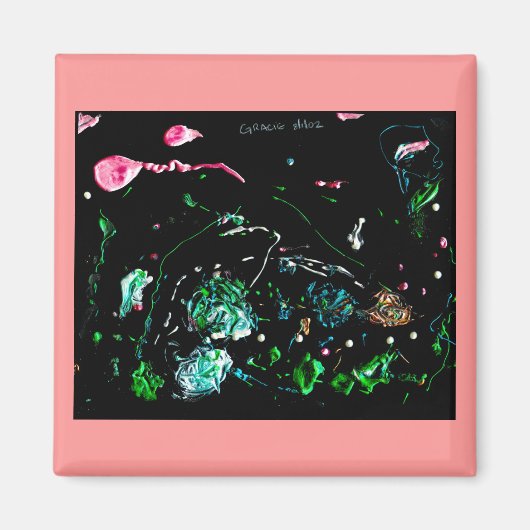 Abby is abstract van bladerverf maget magneet (Voorkant)