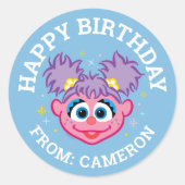 Abby Lachend Gezicht | Gefeliciteerd Ronde Sticker (Voorkant)