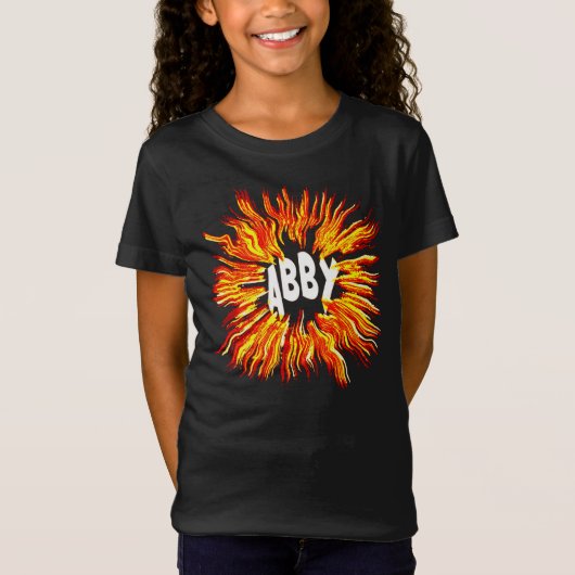 Abby naam ster in brand t-shirt (Voorkant)