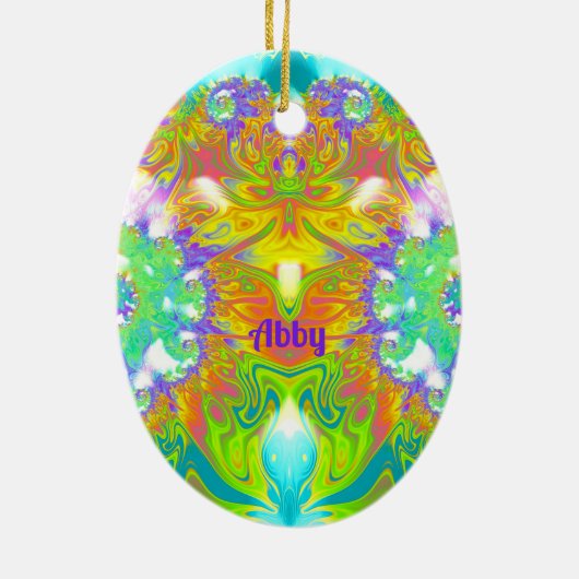 ABBY ~ PAASEI ~ FRACTAL Meerkleurig  Keramisch Ornament (Achterkant)