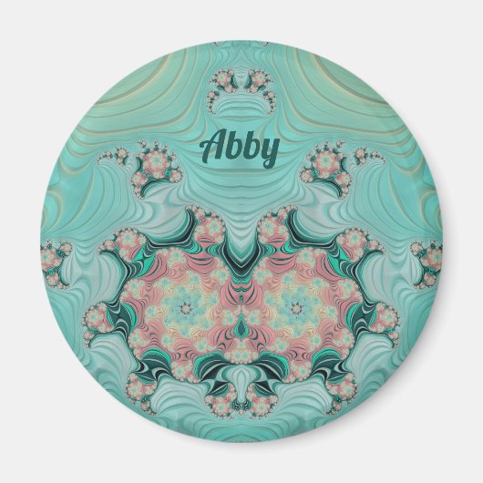 ABBY ~ Pastel Roze en Groen ~ Verbluffend ontwerp Magneet (Voorkant)