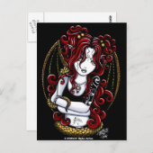 "Abby" Red Tattooed Faery Briefkaart (Voorkant / Achterkant)