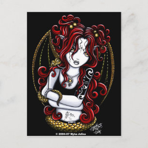"Abby" Red Tattooed Faery Briefkaart
