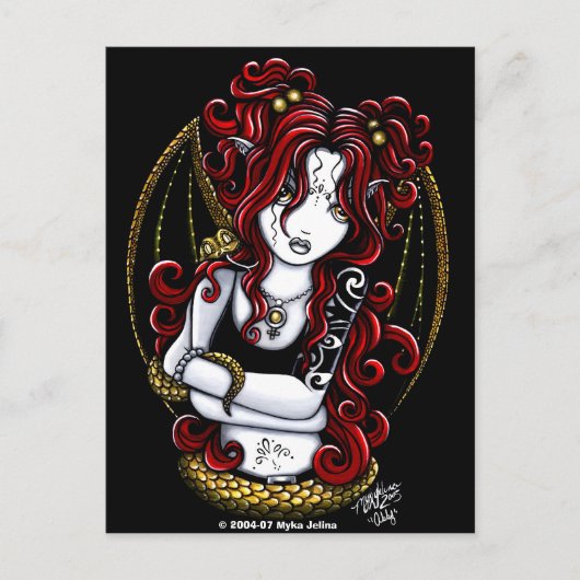 "Abby" Red Tattooed Faery Briefkaart (Voorkant)