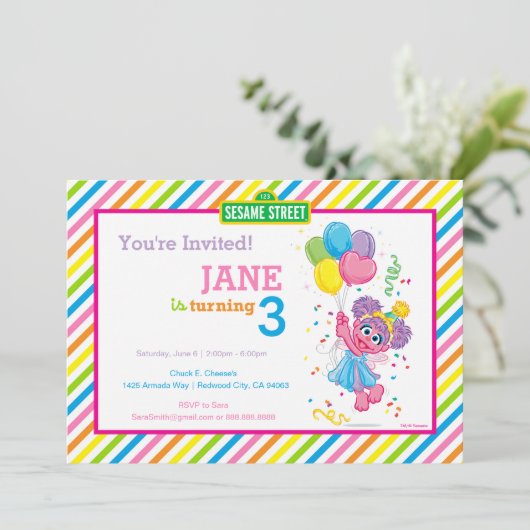 Abby Striped Birthday Kaart (Staand voorkant)