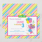 Abby Striped Birthday Kaart (Voorkant / Achterkant)