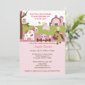 Abby's Boerderij Animal Girls Baby shower GIRL PIN Kaart (Staand voorkant)