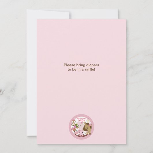 Abby's Boerderij Animal Girls Baby shower GIRL PIN Kaart (Achterkant)