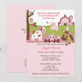 Abby's Boerderij Animal Girls Baby shower GIRL PIN Kaart (Voorkant / Achterkant)