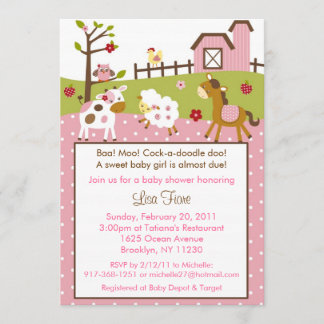 Abby's Boerderij Boerderij Animal Baby Shower Invi Kaart