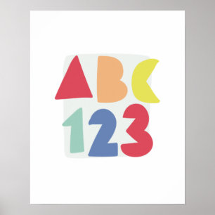 ABC 123 kleurrijke kinderkamer Poster