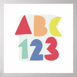 ABC 123 kleurrijke kinderkunst Poster
