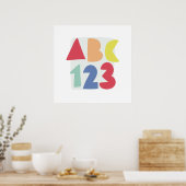 ABC 123 Kleurrijke kunst voor kinderen Poster (Keuken)