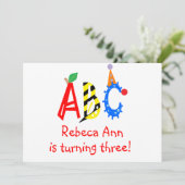 ABC 3 Derde verjaardag Uitnodigingen (Staand voorkant)