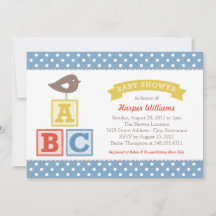 ABC-alfabet blokkeert Blue Yellow Baby Boy Shower