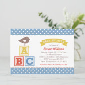 ABC-alfabet blokkeert Blue Yellow Baby Boy Shower Kaart (Staand voorkant)